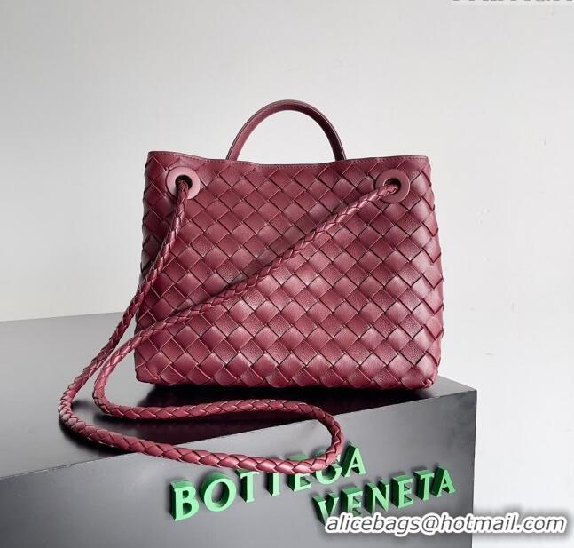 Reasonable Price Bottega Veneta Small Andiamo Top Handle Bag in Intrecciato Leather 743568 Burgundy 2024