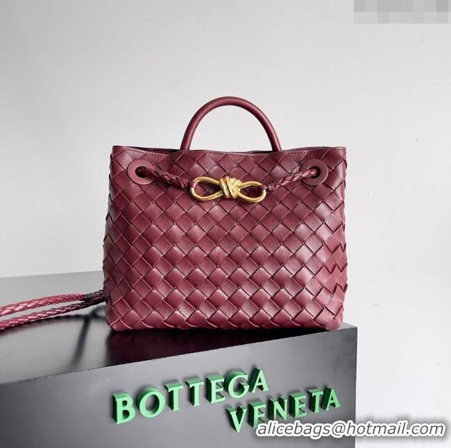 Reasonable Price Bottega Veneta Small Andiamo Top Handle Bag in Intrecciato Leather 743568 Burgundy 2024