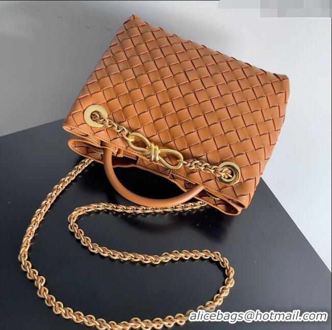 New Discount Bottega Veneta Small Andiamo Top Handle Bag With Chain 786008 Brown 2024