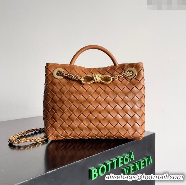 New Discount Bottega Veneta Small Andiamo Top Handle Bag With Chain 786008 Brown 2024