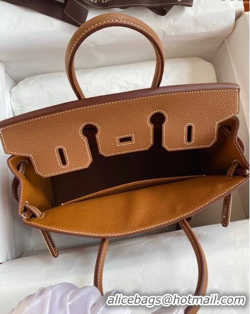 Best Price Hermes Birkin 25cm Bag in Original Togo Leather HB025 Brown/Gold (Pure Handmade)