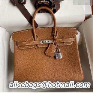 Well Crafted Hermes Birkin 25cm Bag in Original Togo Leather HB025 Brown/Silver (Pure Handmade)