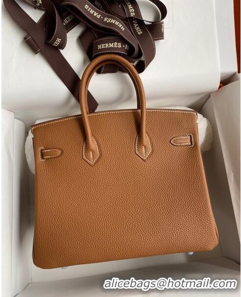 Well Crafted Hermes Birkin 25cm Bag in Original Togo Leather HB025 Brown/Silver (Pure Handmade)