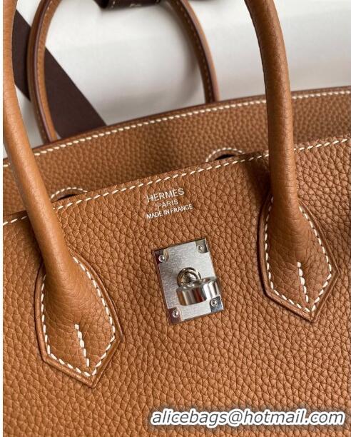 Well Crafted Hermes Birkin 25cm Bag in Original Togo Leather HB025 Brown/Silver (Pure Handmade)