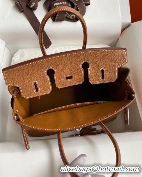 Well Crafted Hermes Birkin 25cm Bag in Original Togo Leather HB025 Brown/Silver (Pure Handmade)