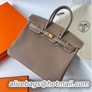 Reasonable Price Hermes Birkin 25cm Bag in Original Togo Leather HB025 Etoupe/Gold (Pure Handmade)