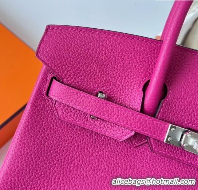 Top Design Hermes Birkin 25cm Bag in Original Togo Leather HB025 Rosy/Silver (Pure Handmade)