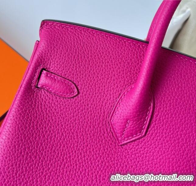 Top Design Hermes Birkin 25cm Bag in Original Togo Leather HB025 Rosy/Silver (Pure Handmade)