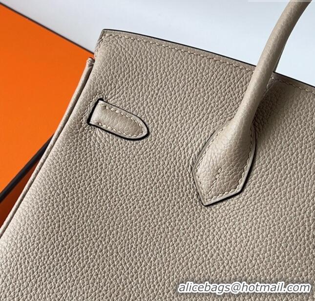 Most Popular Hermes Birkin 25cm Bag in Original Togo Leather HB025 Turtledove Grey/Pink Gold (Pure Handmade)