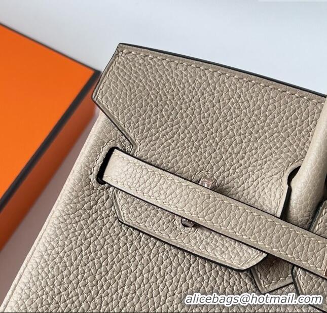 Most Popular Hermes Birkin 25cm Bag in Original Togo Leather HB025 Turtledove Grey/Pink Gold (Pure Handmade)