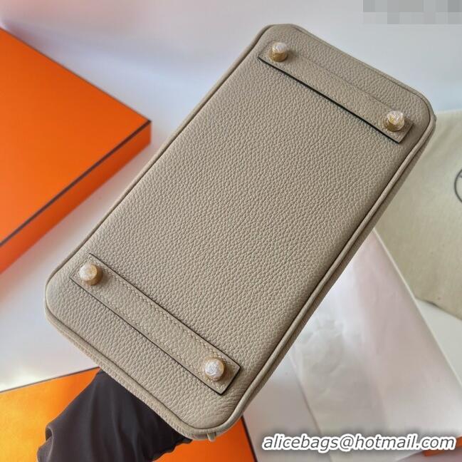 Top Grade Hermes Birkin 25cm Bag in Original Togo Leather Turtledove HB025 Grey/Gold (Pure Handmade)