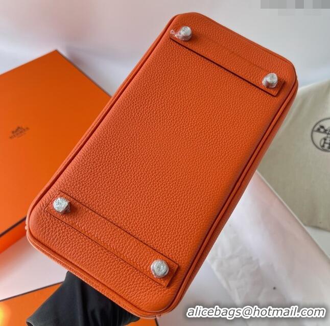 Buy Inexpensive Hermes Birkin 25cm Bag in Original Togo Leather HB025 Orange/Silver (Pure Handmade)