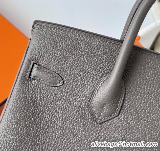 Best Price Hermes Birkin 25cm Bag in Original Togo Leather HB025 Tinware Grey/Silver (Pure Handmade)