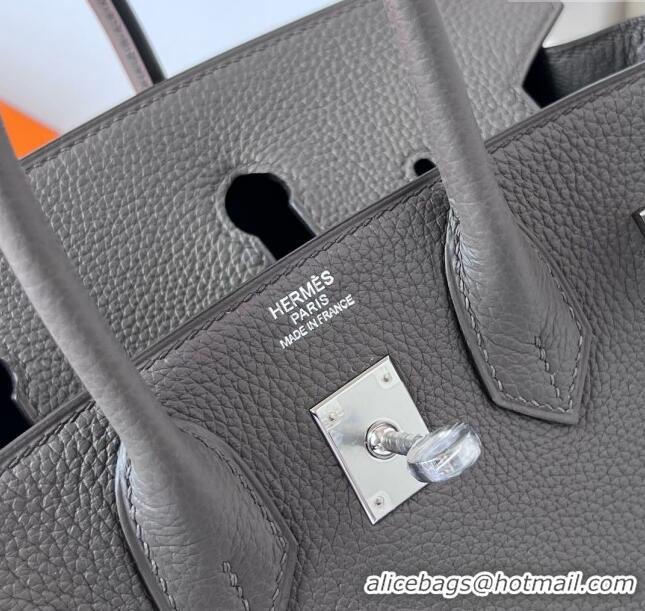 Best Price Hermes Birkin 25cm Bag in Original Togo Leather HB025 Tinware Grey/Silver (Pure Handmade)