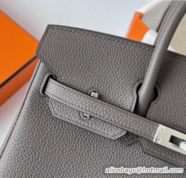 Best Price Hermes Birkin 25cm Bag in Original Togo Leather HB025 Tinware Grey/Silver (Pure Handmade)