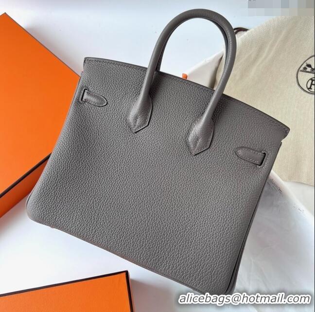 Best Price Hermes Birkin 25cm Bag in Original Togo Leather HB025 Tinware Grey/Silver (Pure Handmade)