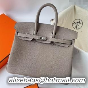 Promotional Hermes Birkin 25cm Bag in Original Togo Leather HB025 Asphalt Grey/Silver (Pure Handmade)