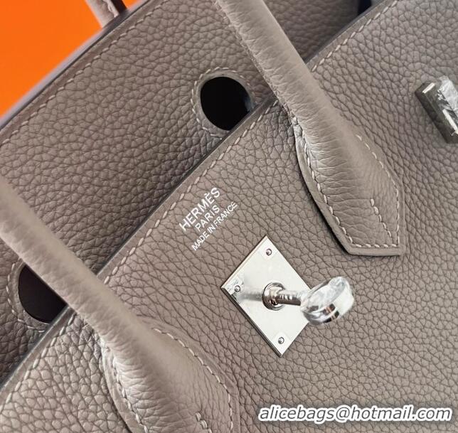 Promotional Hermes Birkin 25cm Bag in Original Togo Leather HB025 Asphalt Grey/Silver (Pure Handmade)