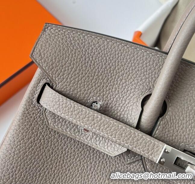 Promotional Hermes Birkin 25cm Bag in Original Togo Leather HB025 Asphalt Grey/Silver (Pure Handmade)