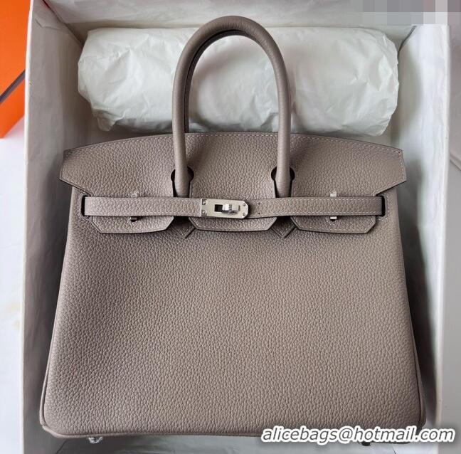 Promotional Hermes Birkin 25cm Bag in Original Togo Leather HB025 Asphalt Grey/Silver (Pure Handmade)