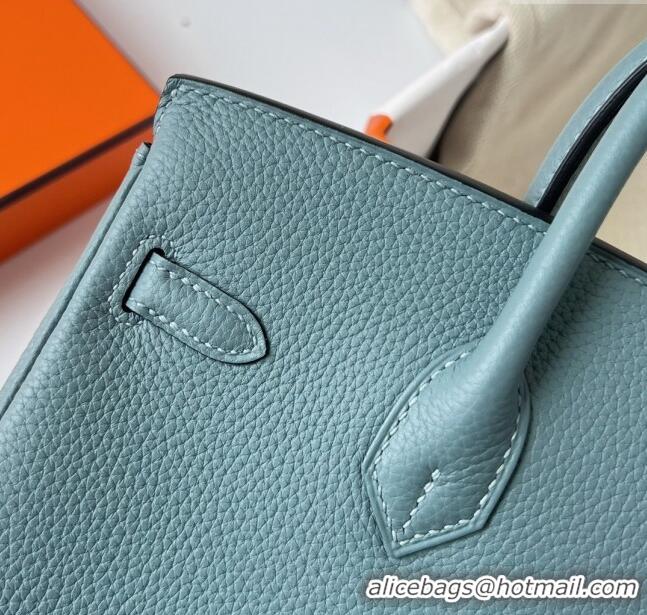 Grade Quality Hermes Birkin 25cm Bag in Original Togo Leather HB025 Azure Blue/Gold (Pure Handmade)