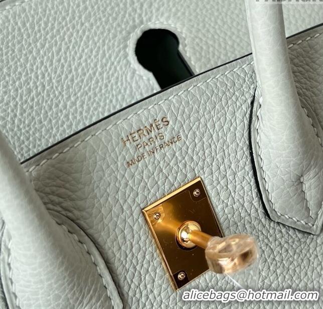 Good Looking Hermes Birkin 25cm Bag in Original Togo Leather HB025 Glacier Grey/Gold (Pure Handmade)