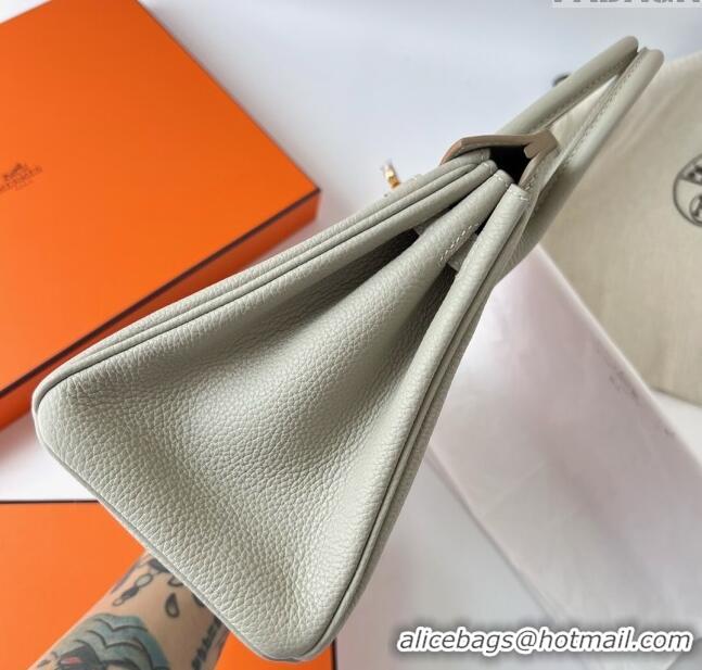 Best Price Hermes Birkin 25cm Bag in Original Togo Leather HB025 Pearl Grey/Gold (Pure Handmade)