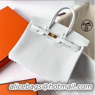 Reasonable Price Hermes Birkin 25cm Bag in Original Togo Leather HB025 Pure White/Gold (Pure Handmade) 