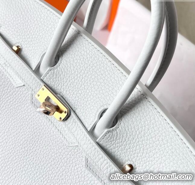 Reasonable Price Hermes Birkin 25cm Bag in Original Togo Leather HB025 Pure White/Gold (Pure Handmade) 