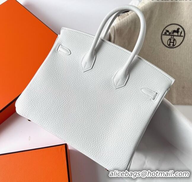 Reasonable Price Hermes Birkin 25cm Bag in Original Togo Leather HB025 Pure White/Gold (Pure Handmade) 