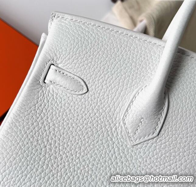 Reasonable Price Hermes Birkin 25cm Bag in Original Togo Leather HB025 Pure White/Gold (Pure Handmade) 