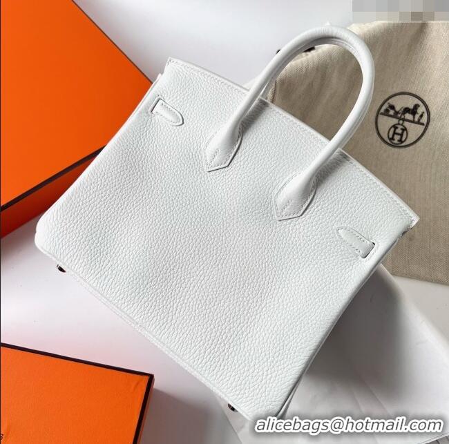 Affordable Price Hermes Birkin 25cm Bag in Original Togo Leather HB025 Pure White/Silver (Pure Handmade)