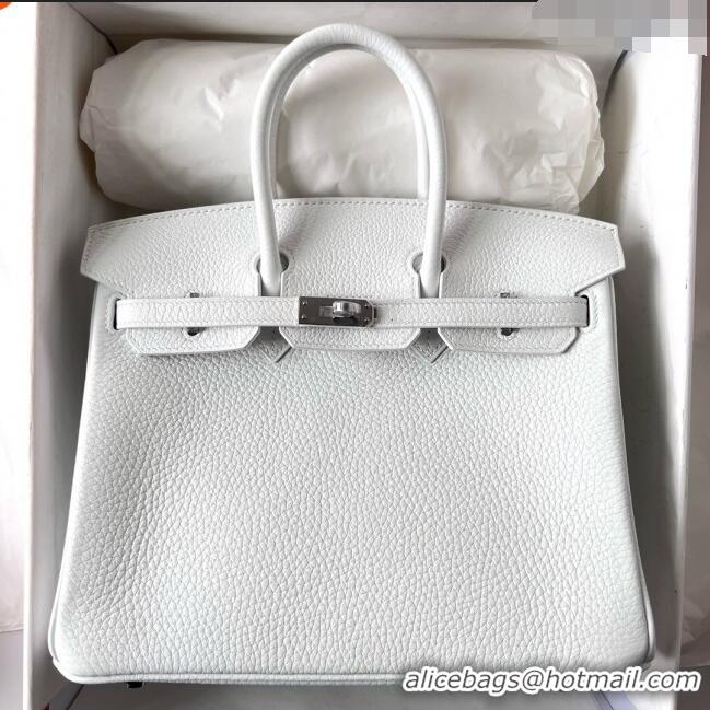 Affordable Price Hermes Birkin 25cm Bag in Original Togo Leather HB025 Pure White/Silver (Pure Handmade)