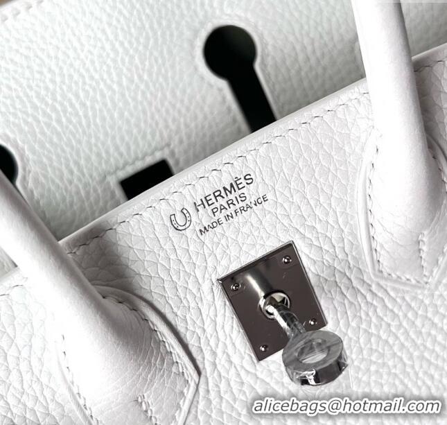 Affordable Price Hermes Birkin 25cm Bag in Original Togo Leather HB025 Pure White/Silver (Pure Handmade)