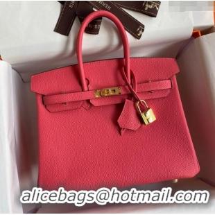 Classic Specials Hermes Birkin 25cm Bag in Original Togo Leather HB025 Lipstick Pink/Gold (Pure Handmade)