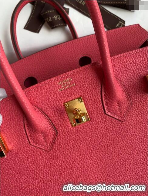 Classic Specials Hermes Birkin 25cm Bag in Original Togo Leather HB025 Lipstick Pink/Gold (Pure Handmade)