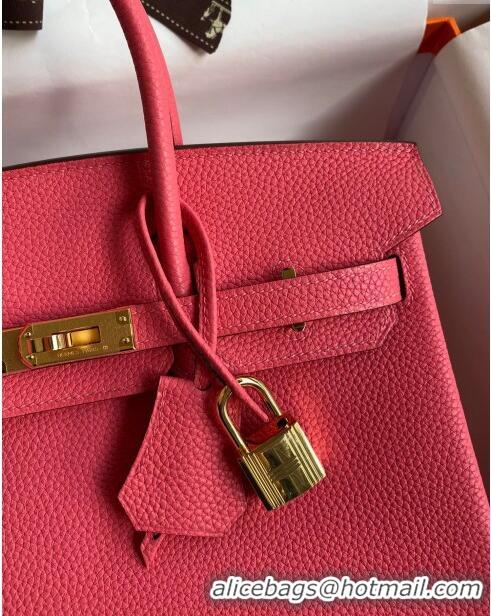 Classic Specials Hermes Birkin 25cm Bag in Original Togo Leather HB025 Lipstick Pink/Gold (Pure Handmade)