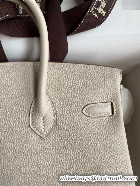 Unique Grade Hermes Birkin 25cm Bag in Original Togo Leather HB025 Milkshake White/Silver (Pure Handmade)