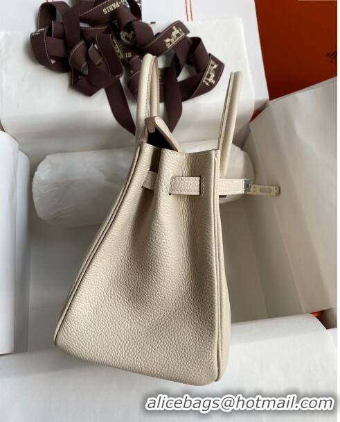 Unique Grade Hermes Birkin 25cm Bag in Original Togo Leather HB025 Milkshake White/Silver (Pure Handmade)