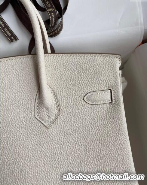 Sophisticated Hermes Birkin 25cm Bag in Original Togo Leather HB025 Milkshake White/Gold (Pure Handmade)