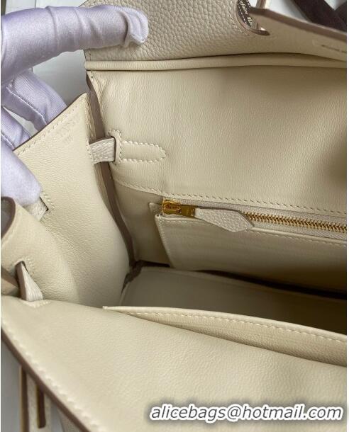 Sophisticated Hermes Birkin 25cm Bag in Original Togo Leather HB025 Milkshake White/Gold (Pure Handmade)