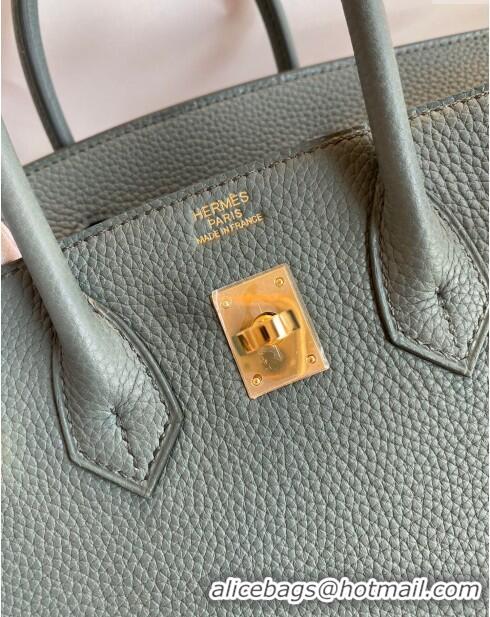 Most Popular Hermes Birkin 25cm Bag in Original Togo Leather HB025 Almond Green/Gold (Pure Handmade)