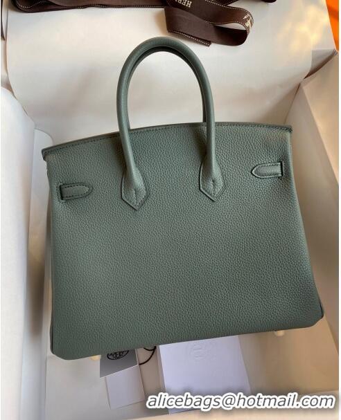 Most Popular Hermes Birkin 25cm Bag in Original Togo Leather HB025 Almond Green/Gold (Pure Handmade)