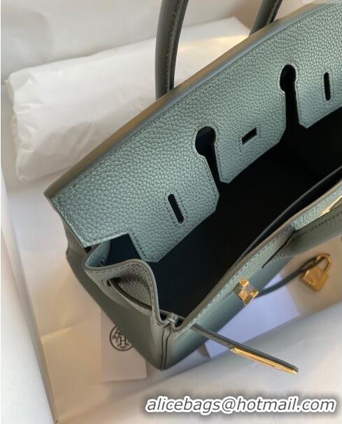 Most Popular Hermes Birkin 25cm Bag in Original Togo Leather HB025 Almond Green/Gold (Pure Handmade)