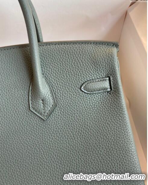 Most Popular Hermes Birkin 25cm Bag in Original Togo Leather HB025 Almond Green/Gold (Pure Handmade)