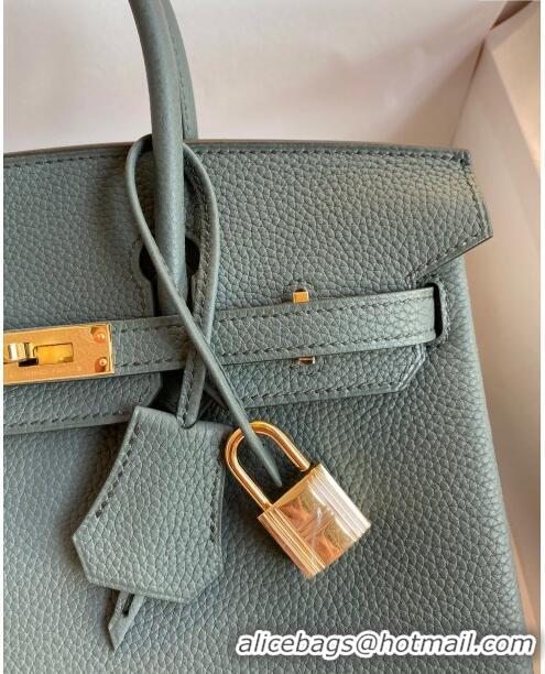 Most Popular Hermes Birkin 25cm Bag in Original Togo Leather HB025 Almond Green/Gold (Pure Handmade)