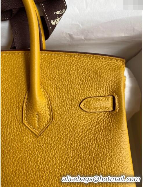 Luxury Cheap Hermes Birkin 25cm Bag in Original Togo Leather HB025 Yellow/Gold (Pure Handmade)