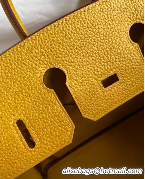 Luxury Cheap Hermes Birkin 25cm Bag in Original Togo Leather HB025 Yellow/Gold (Pure Handmade)