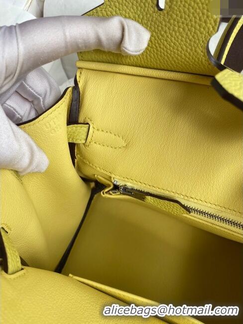 Well Crafted Hermes Birkin 25cm Bag in Original Togo Leather HB025 Light Yellow/Silver (Pure Handmade)