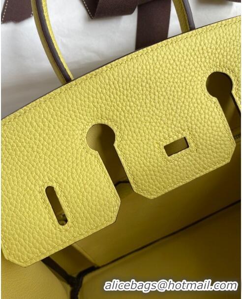 Well Crafted Hermes Birkin 25cm Bag in Original Togo Leather HB025 Light Yellow/Silver (Pure Handmade)